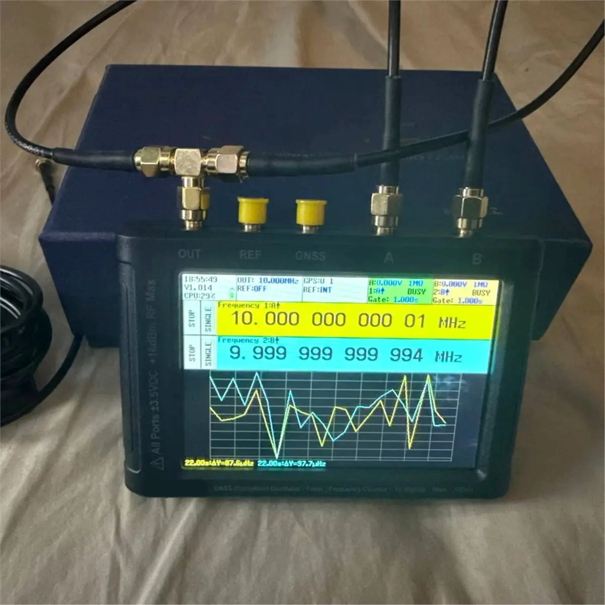 ZC412 12GHz Frequency Counter, 4-Inch Tiny Frequency Analyzer with Built-in GPSDO, 40ps Resolution Dual Timer Counter