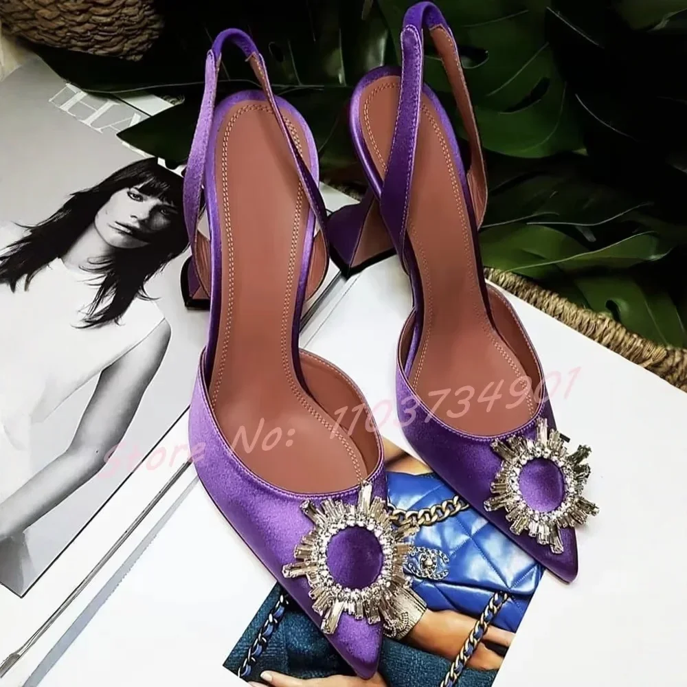 Crystals Floral Clear Wine Glass High Heels Sandals Women Elegant Party Pointy Toe Shoes Lady Trendy Sexy Chic Wedding Shoes
