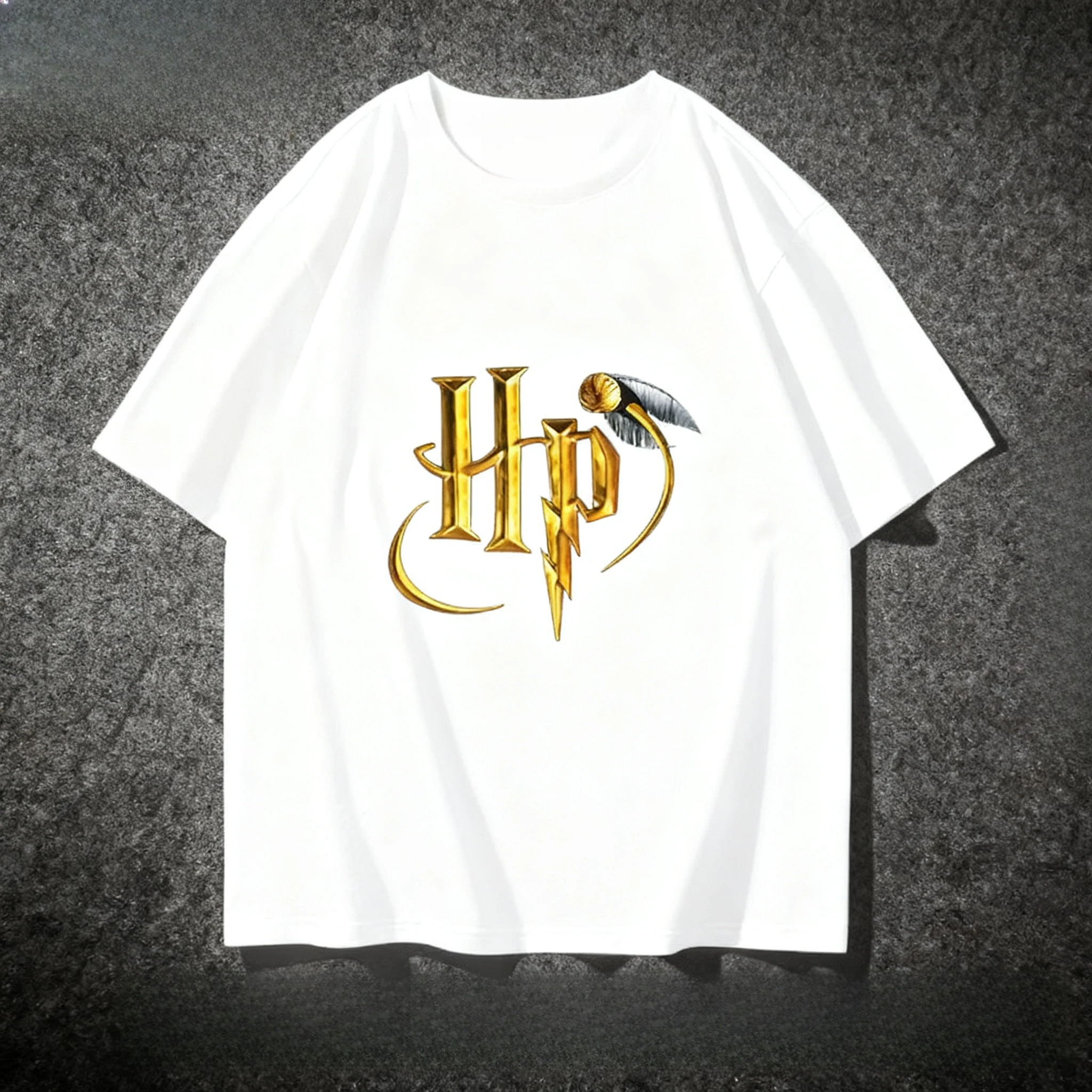 Harry Potter mercancía de colaboración manga corta hombres y mujeres 2025 tela de secado rápido pareja estudiante camiseta Casual suelta