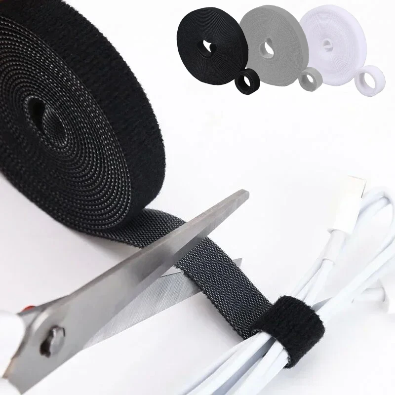 ربط الذاتي هوك وحلقة 2 متر رباط للكابل لفة منظم الكابلات أشرطة النايلون القابلة لإعادة الاستخدام لإدارة الأسلاك العالمية 1/3/5/10/20 قطعة