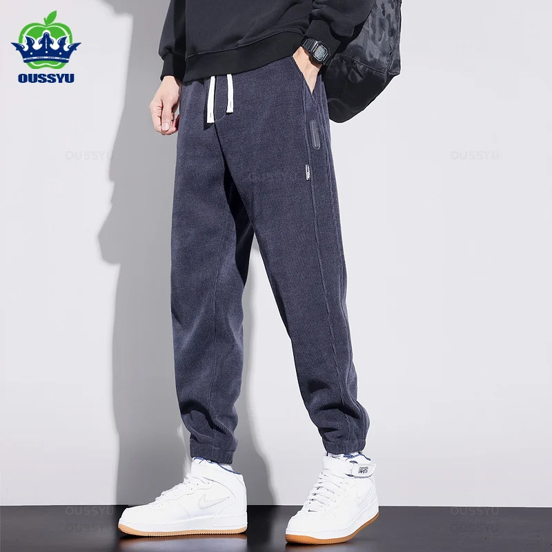 

Men's Stretch Corduroy Pants Drawstring Elastic Waist Thick Loose Harlan Jogger Casual Trousers Cargo Sweatpants Plus Size M-4XL