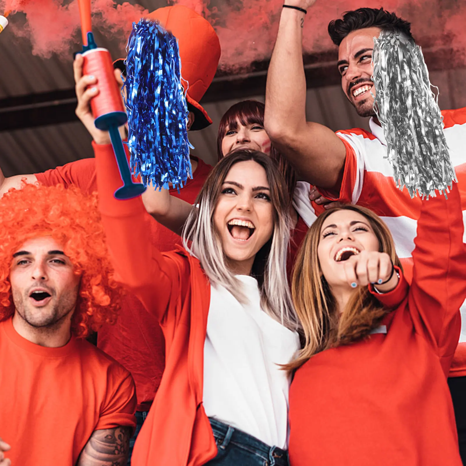 10개 응원 폼폼 눈길을 끄는 생생한 색상 부드러운 손잡이 가벼운 무게 댄스 팀 대회 모임용 휴대용