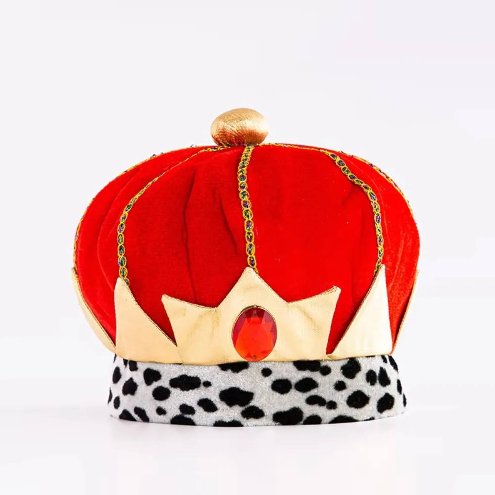 Men Male Velvet Prince King Hat Dress Up Role Play Crown Hat Stage Performance Pharaoh Halloween Costume Cap Mardi Gras