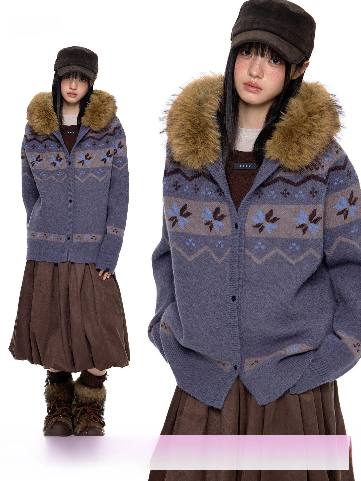 

Женский вязаный кардиган EZEK с капюшоном, свободный крой, винтажный, повседневный, длинный рукав, осенний, новый, уличный стиль, А-силуэт, без застежки