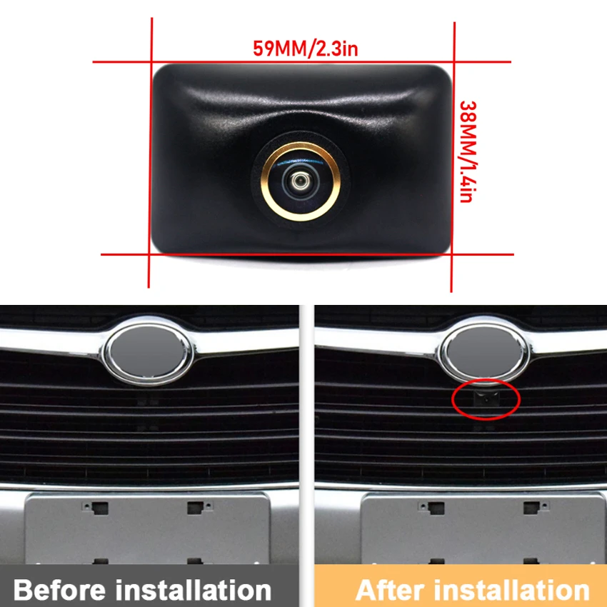 Car Front Camera For Toyota Highlander XU50 2014 2015 2016 2017 CCD HD AHD Night Vision Fish eye Lens Auto Forward Camera
