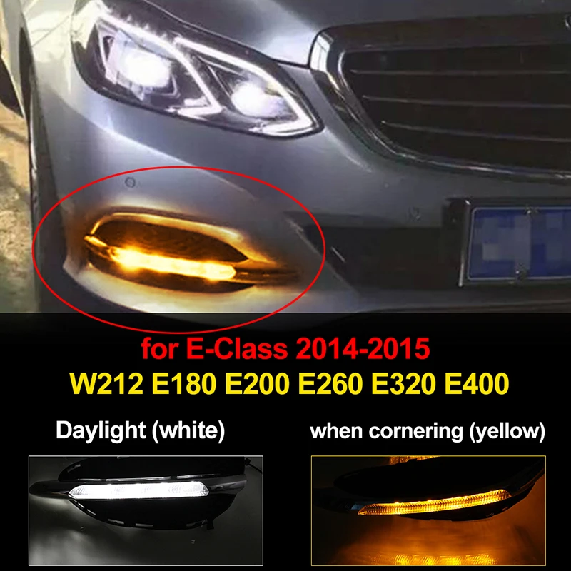 

2pcs For Mercedes-Benz E-Class 2014-2015 W212 E180 E200 E260 E320 E400 Daylight Cornering Lamp Decorative Cover