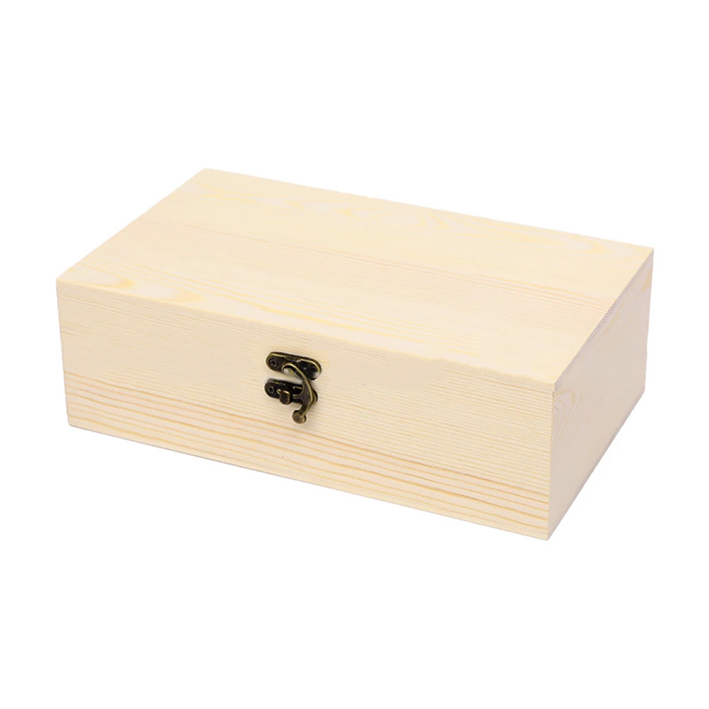 Retro Wooden Storage Box Plain Wood With Lid Multifunction Hinged Boxes Gift Packing Jewelry Case Box Home Storage Tool