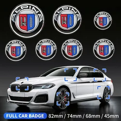 7pcs Front Hood Emblem Car Logo 82mm Rear Badge 74mm Wheel Hub Cap 68mm Decoration Cover Styling for ALPINA  Auto Accessories