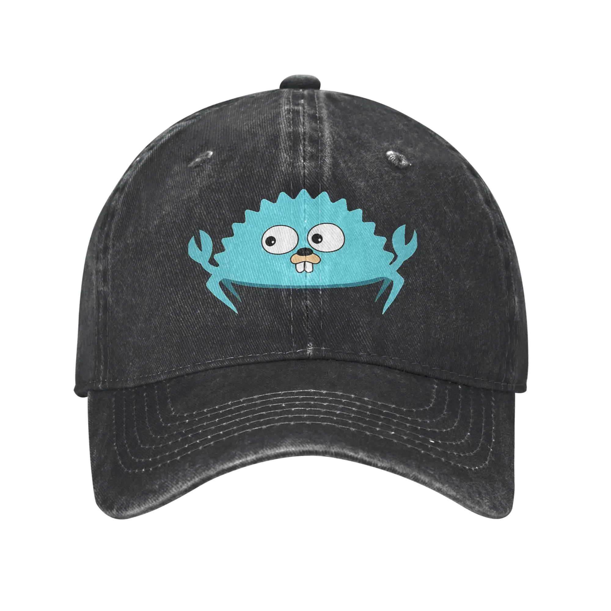 Go Ferris Go! - GoLang Gopher & Rust Ferris Crab Crossover  Merch Baseball Cap Men Women Fashion  Caps Hat Adjustable