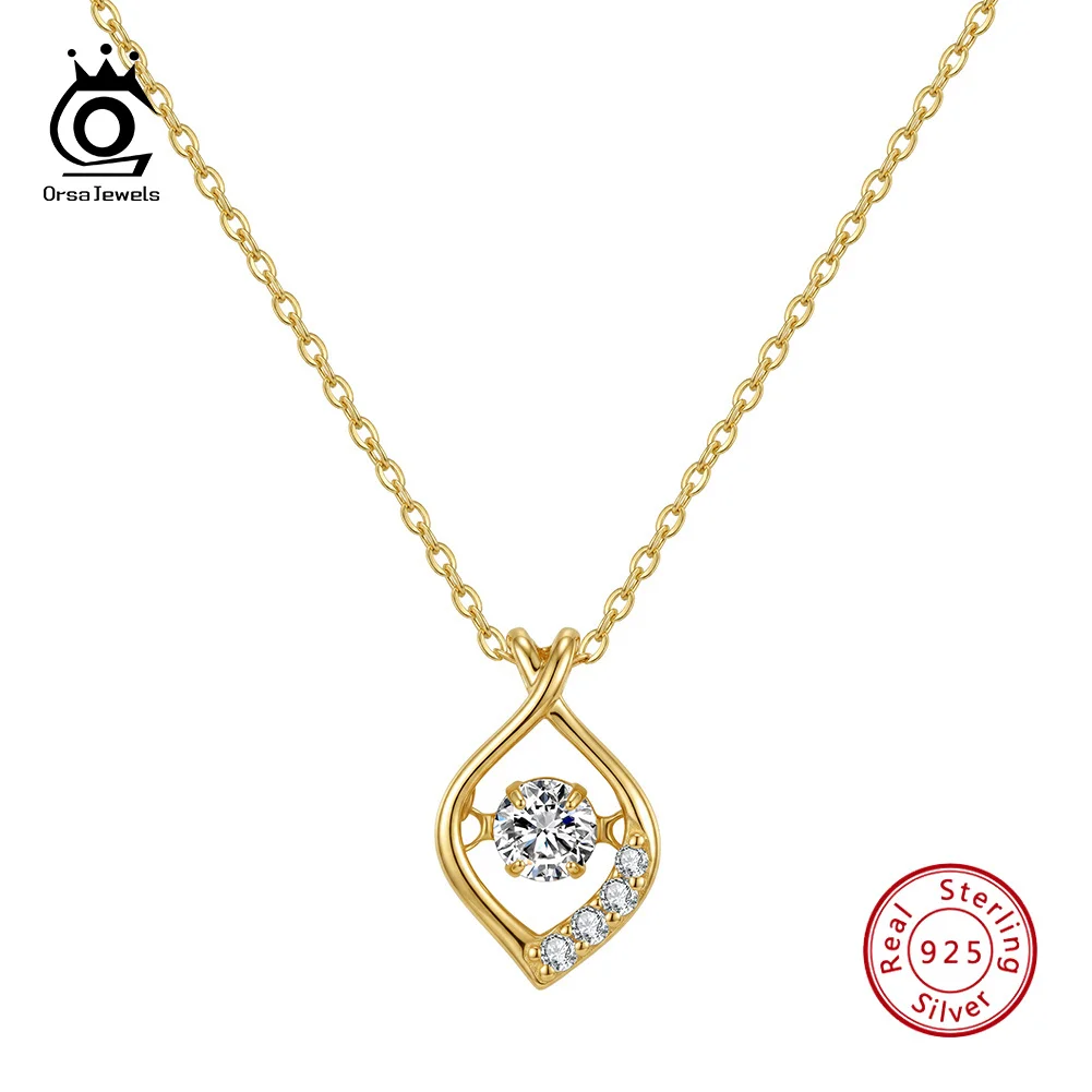 ORSA JEWELS 925 Sterling Silver D Color VVS Moissanite Teardrop Necklace Brilliant Elegant Pendant Jewelry Gift for Women MON22 2