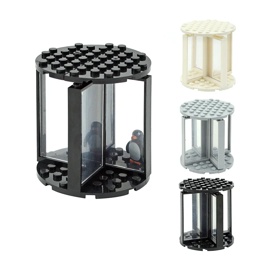 MOC City House Bricks Mall Hall Transparent Revolving Door Set DIY Building Blocks 60596 85941 30562 Creative Toys for Children