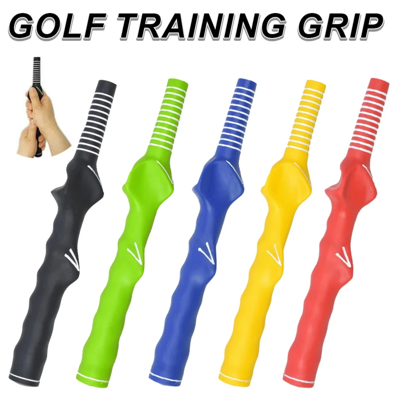 

High Quality Durable Golf Rubber Hand Shape Grip Exercise Pole Grip Golf Swing Training Grip Trainer Right-Handed