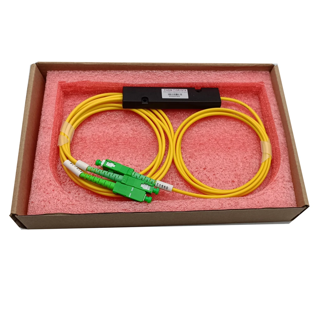 CATV 3Ports ABS Box 2.0mm Fiber Optical WDM Multiplexer Filter Module 1310 1490 1550 1x2 FWDM Device For Network Systems