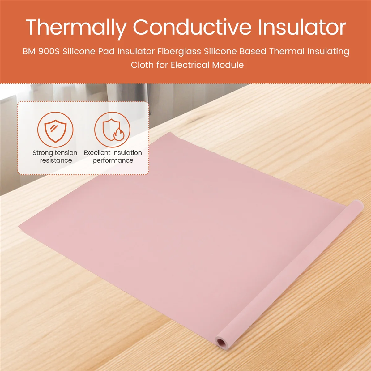 ABKM BM 900S Silicone Pad Insulator Fiberglass Silicone Based Thermal Insulating Cloth for Electrical Module