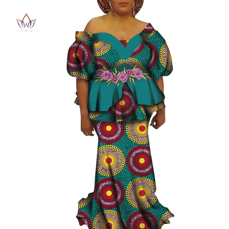 

Plus Size Fashion African Sets for Women Dashik Private Custom Traditional African Clothing Sexy African Skirt Set WY7309