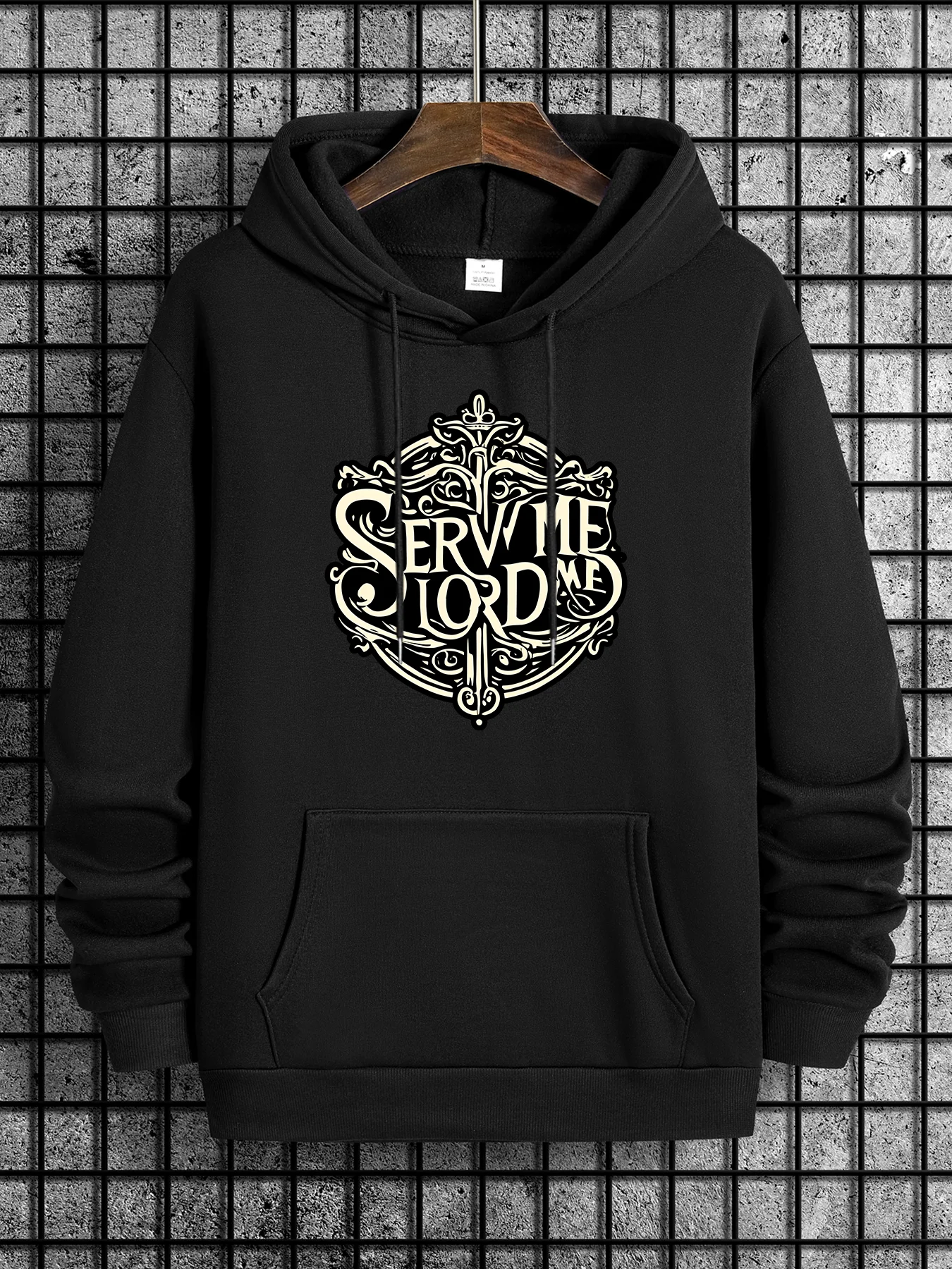 

100% polyester Serve me as Lord printed fashionable casual men's hoodie