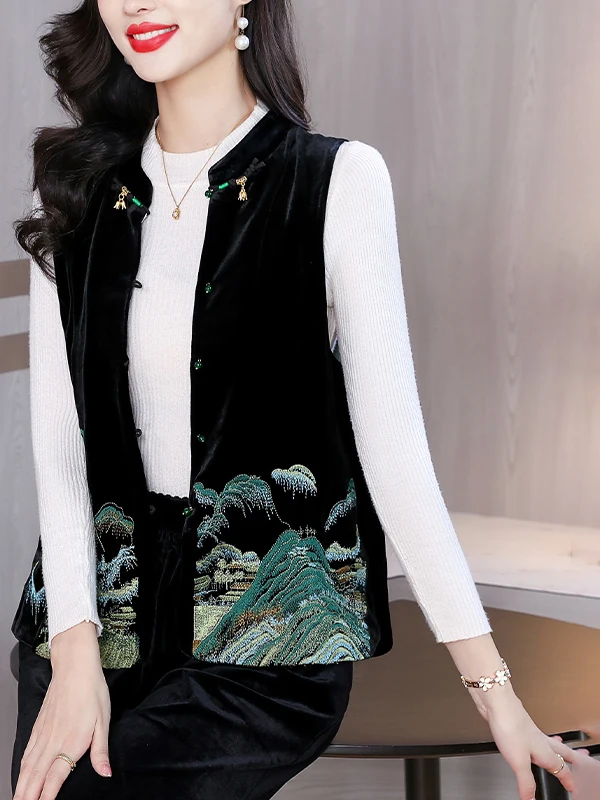 

Новый китайский шелковый жилет Sle для женщин, ранняя осень, новая модель, национальный жилет из натурального шелка, маленький жилет, верхняя одежда, саль...