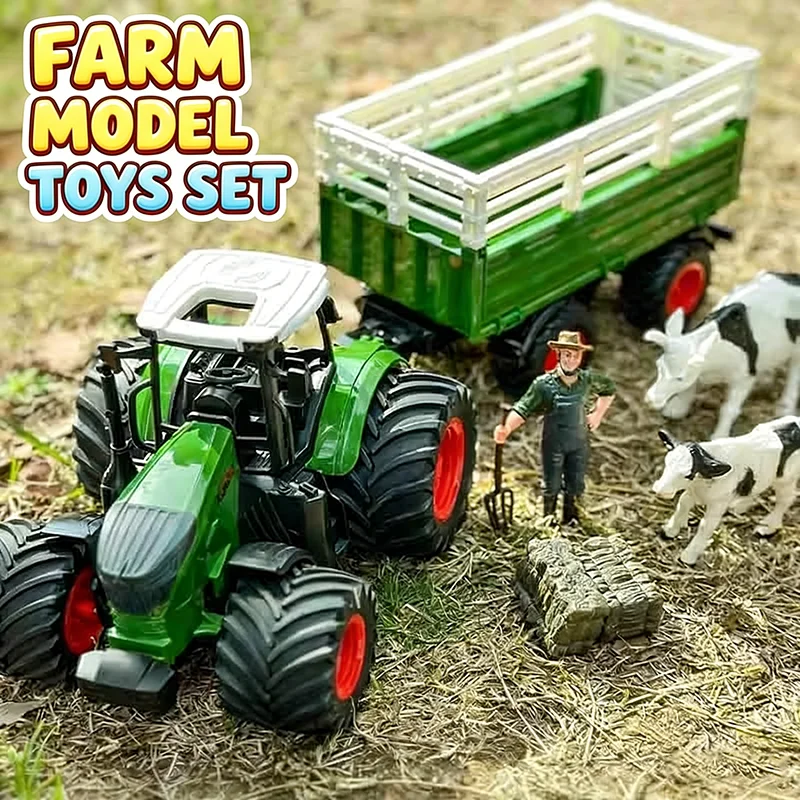 

22pcs Farm Model Set Kids Toy Farmer Car 1:24 Pull Back Tractor Transport Car Engineering Vehicle Pretend Play Games Kids Gift