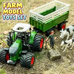 22pcs Farm Model Set Kids Toy Farmer Car 1:24 Pull Back Tractor Transport Car Engineering Vehicle Pretend Play Games Kids Gift