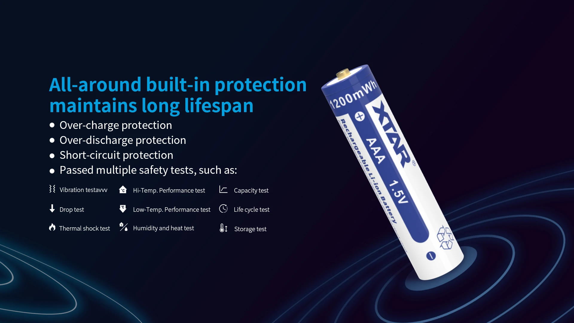 XTAR 4PCS 1.5V  AAA Battery 1200 mWh Rechargeable Li-ion Battery Max Discharge Current 1.5A Button Top Battery For Kids Toys
