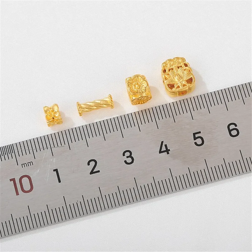 Sand Gold Large Hole Hollow Bow, Separated Bead Flower Shaped Bucket Bead Handmade DIY Bracelet, Necklace Accessories