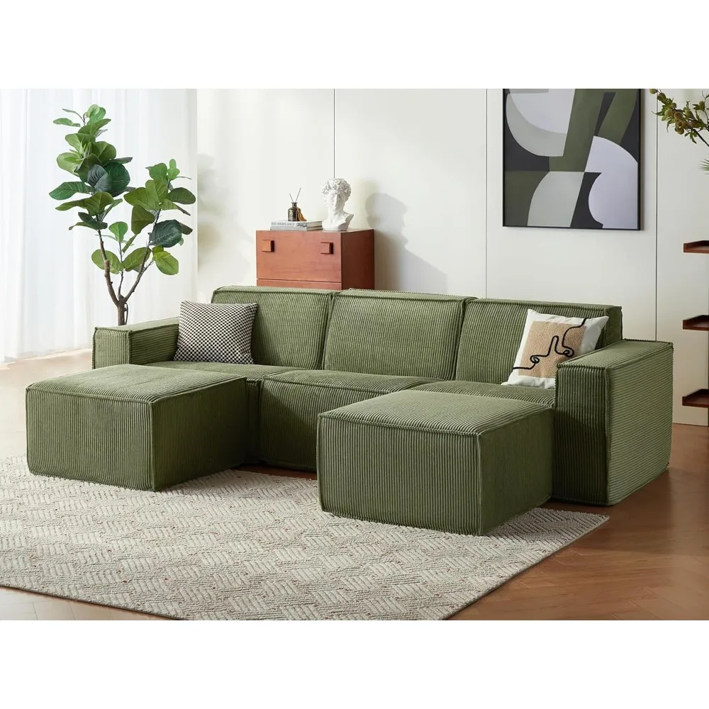 

cloud sofa.Oversized Deep Modular Sectional Sofa, Cloud Couch U Shaped 3-Seat Sofa with 2 Ottomans, Corduroy Sectional Couches