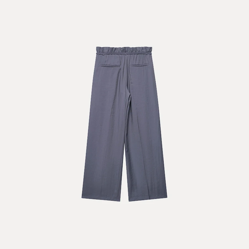 

Ele High Waist Paper Bag Sle Pants with Belt Drapey Spring 2025 Women's Faion Commute Polyester Fiber Long Trousers