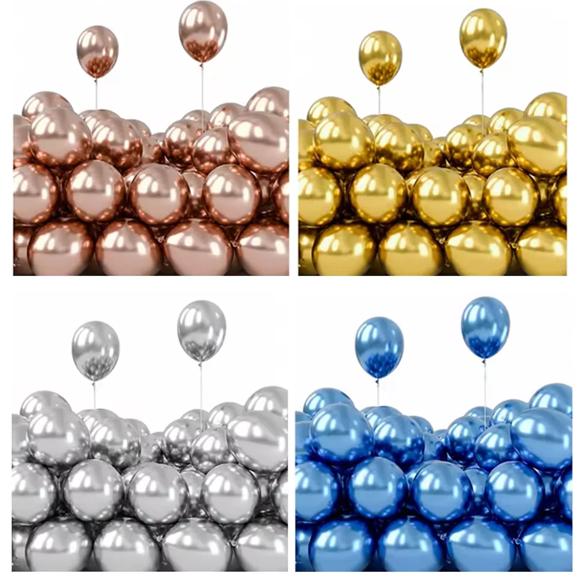 50 pcs 5 Inch Chrome Metallic Helium Balloons for Birthday Wedding Anniversary Christmas Party Decorations