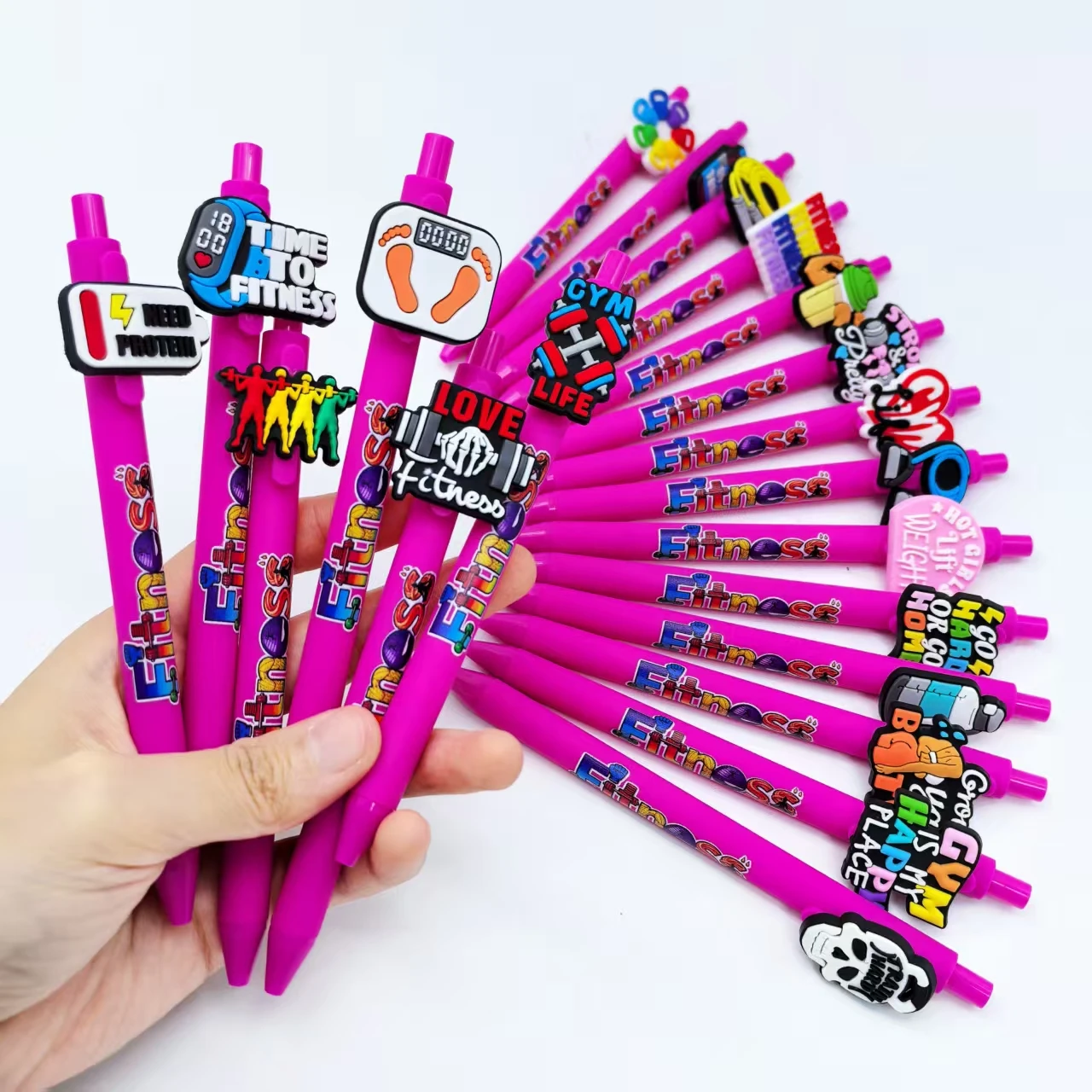 6pcs/12pcs/15pcs/20pcs Fitness series ballpoint pens, bodybuilding theme, extendable sports gift pens according to pen start