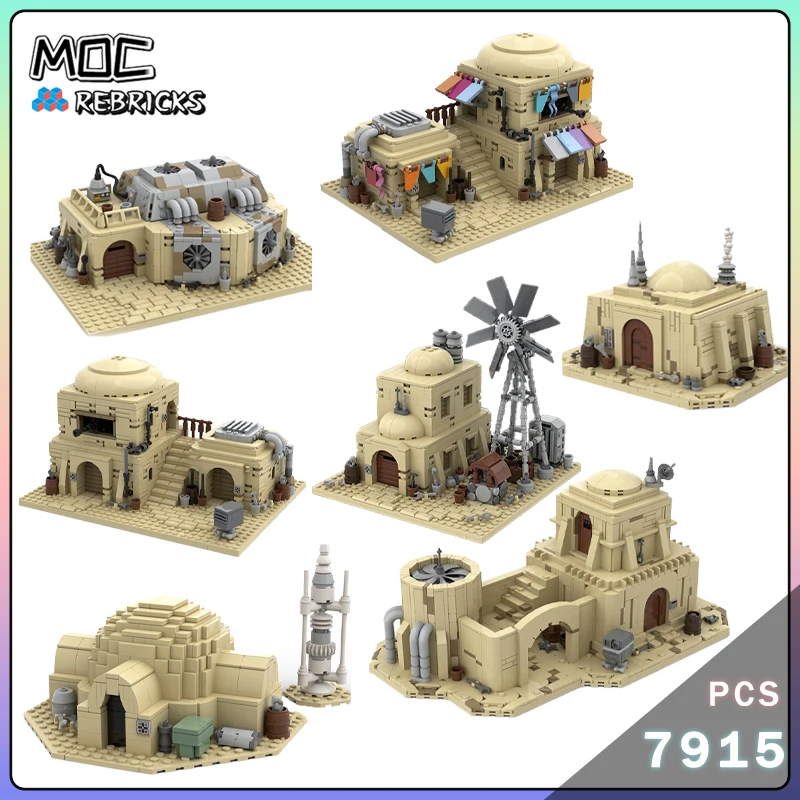 MOC Tatooine Modularny Zestaw Klocków Budowlanych Sala Sterowania Siecią Elektryczną Więzienie Battlefront 2 Dom Pustynia Kolorowa Wersja Model Zestaw Klocków Zabawka