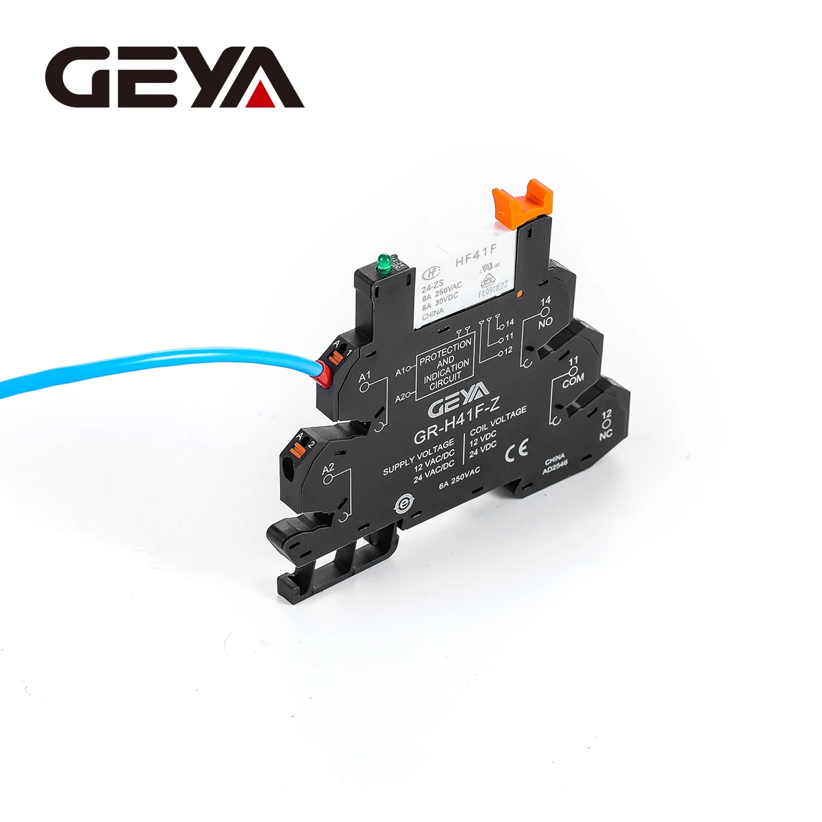 GEYA Din Rail Spring Type Ultra-thin Intermediate Relay Module Assembly 12V 24V AC DC 230V Module Sheet Relay Socket H41F-Z