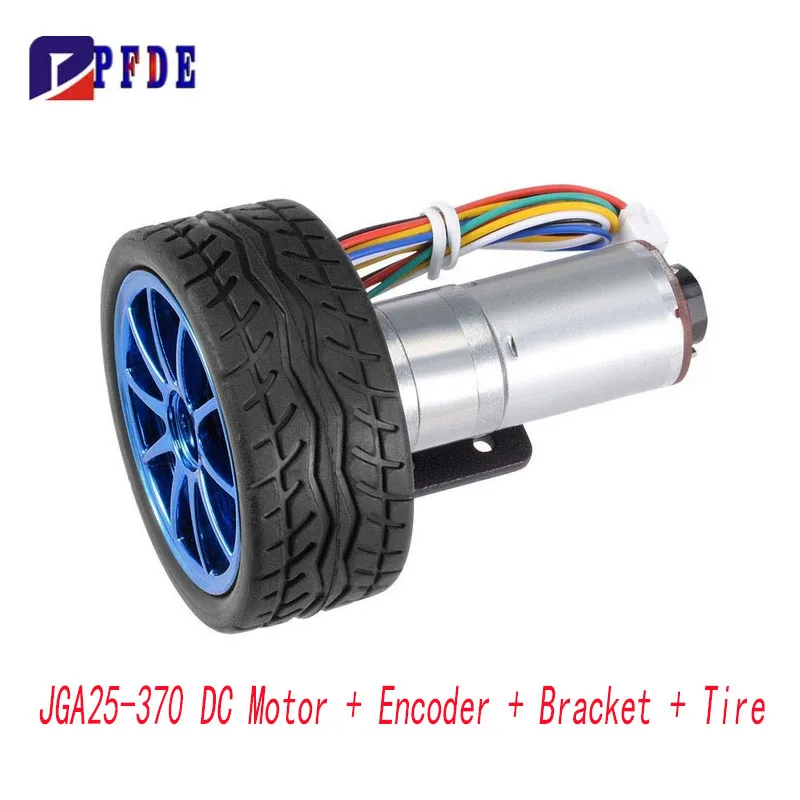 DC 6V 12V DIY Encoder Gear Motor with Mounting Bracket 65mm Wheel Kit Micro Speed Reduction Motor for Art Car Robot Model