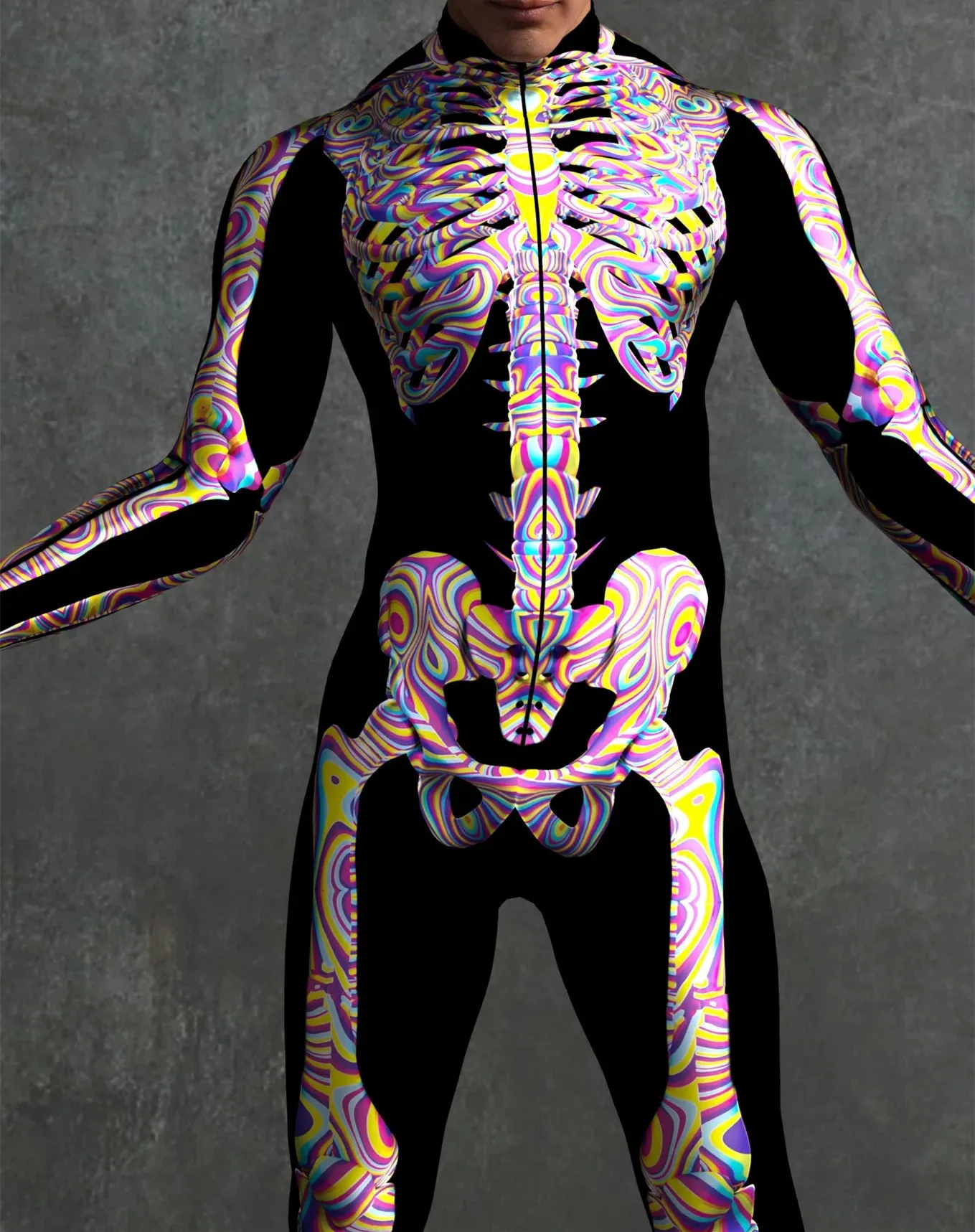 Halloween Skinny Damen Bedruckter Bunter Totenkopf Cosplay Jumpsuit Cyberpunk Zentai Anzug Karnevalsparty Aerial Performance Bodysuits – Detail 27