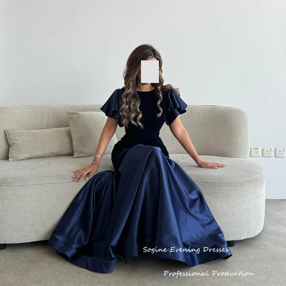 Элегантные платья для выпускного вечера трапециевидной формы 2025, атласное платье длиной до пола с короткими рукавами, свадебное платье с овальным вырезом и высокой талией فساتين سهرة Formal