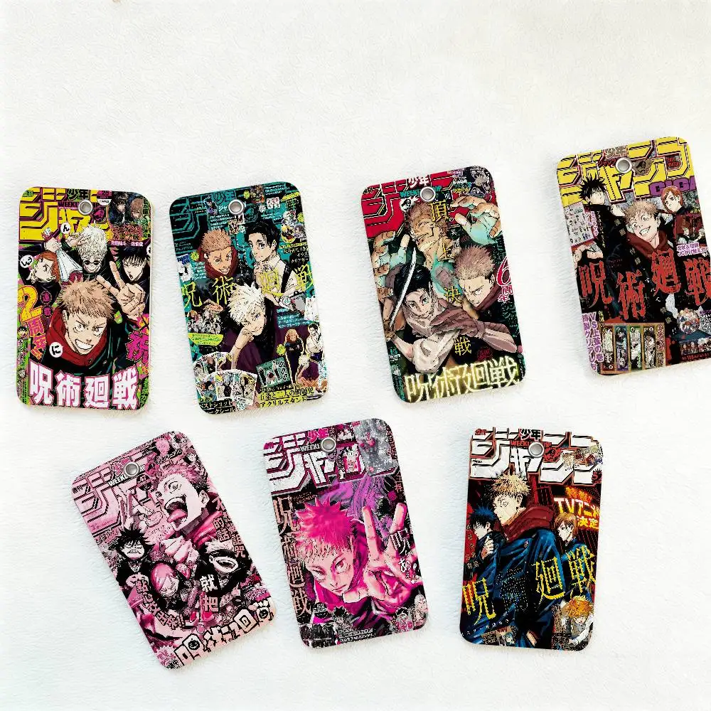 Anime J-Jujutsu K-Kaisen Bank Card,Subway, Bus Card Holder Keychain Key Ring Door Access Tags ID Card Case Keychain Access