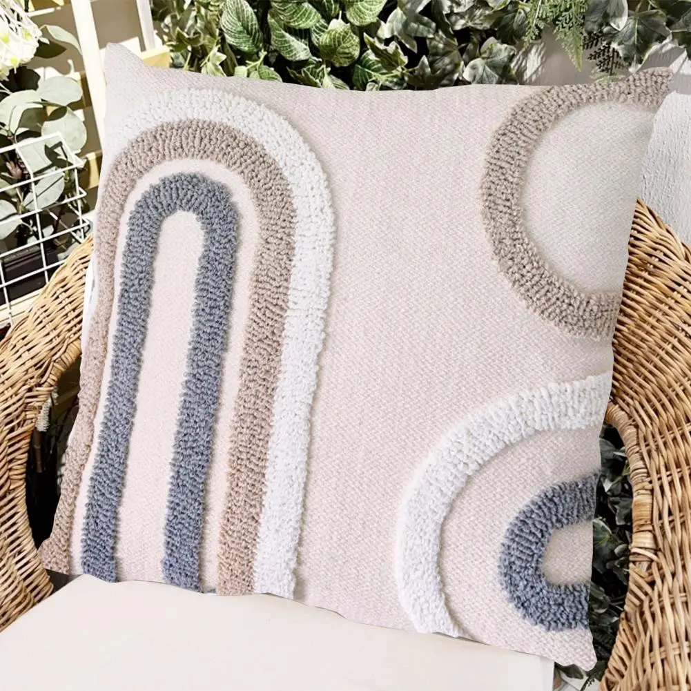 Boho Throw Pillow Boho Textured Throw Pillow Covers with Braided Rope Pattern Tassels Woven Tufted Farmhouse for Sofa for Office