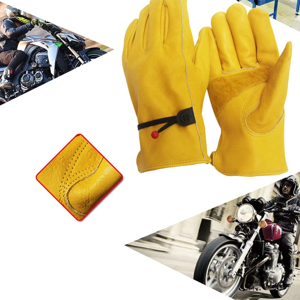

Cowhide Gloves Yellow Size L Lightweight Durable Protective Gloves for Gardening Beekeeping Outdoor Work Fingerprint Free