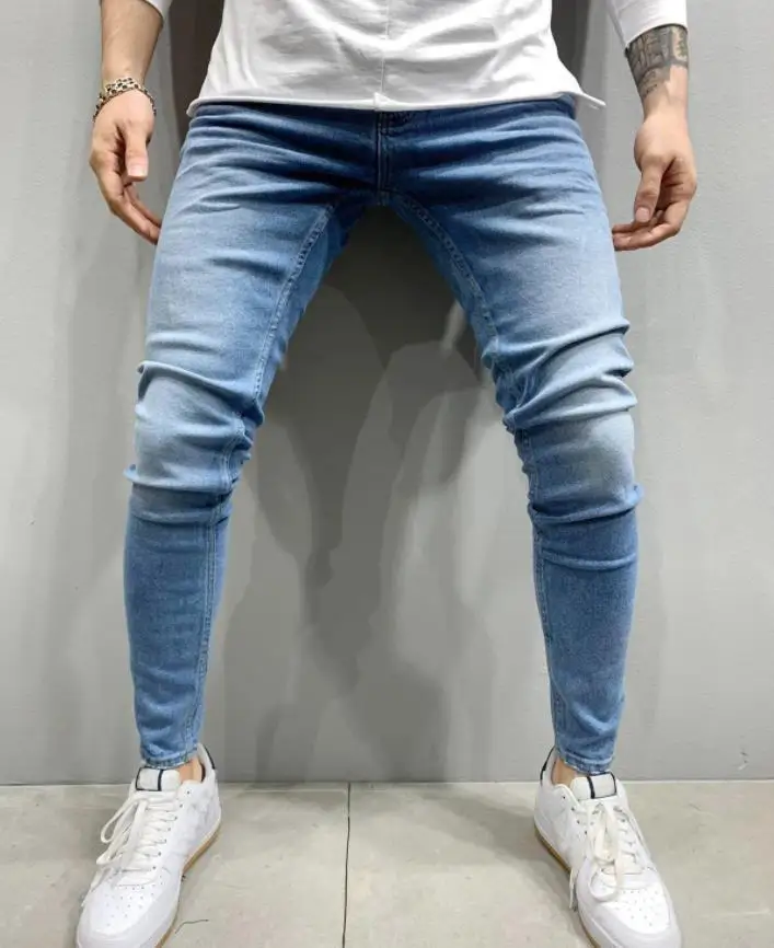 Jean Slim Déchiré en Denim pour Homme, Pantalon Vintage, Délavé, Solide, Surintendant, Décontracté, Slim Fit, Noir, Bleu, Style de Rue, à la Mode, 2023 Sc05388add37e4f079e43abc8c27e6287o