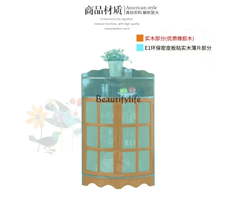 13 خزانة زاوية أمريكية من الخشب الصلب على شكل مثلث على الطراز الأوروبي لغرفة المعيشة وخزانة جانبية على الحائط #5