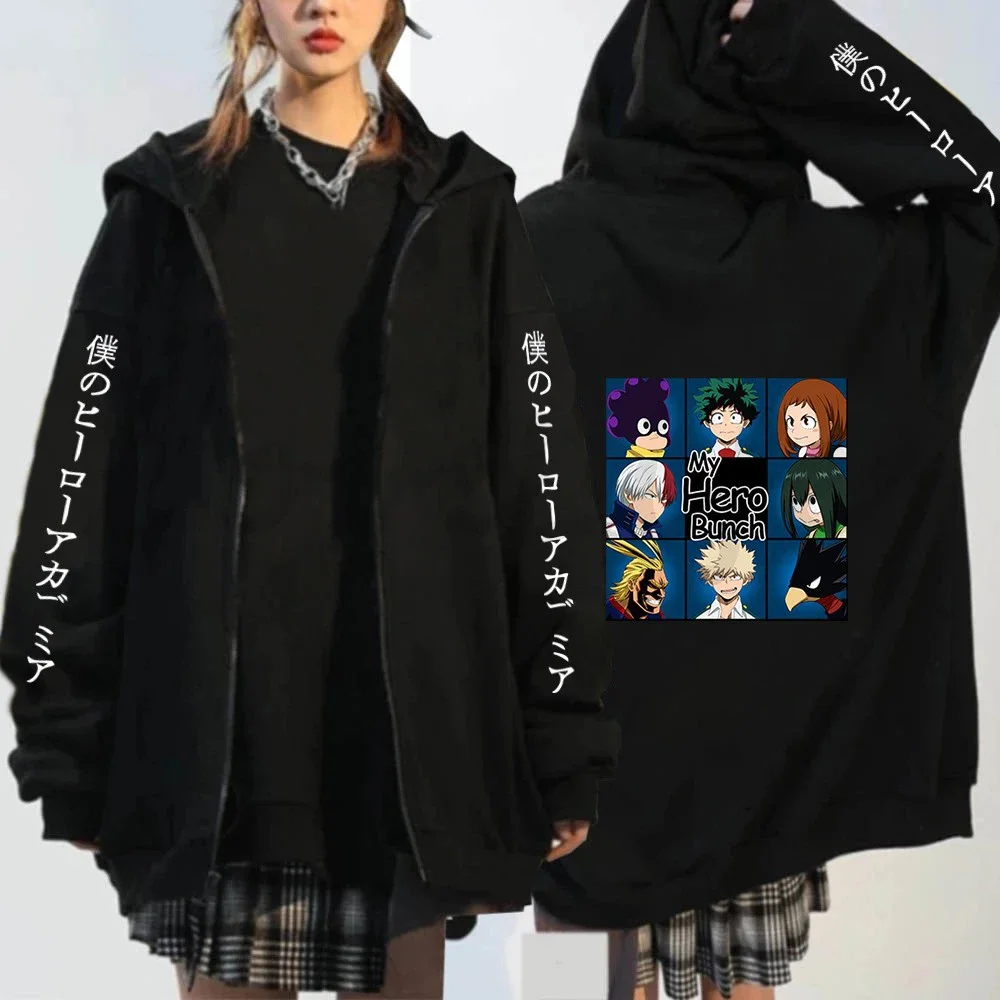 Sudadera con capucha con cremallera de My Hero Academia Himiko Toga, ropa para mujer, Manga Bakugo, Cosplay, sudaderas con capucha para hombre, chaqueta ZIP Up a la moda
