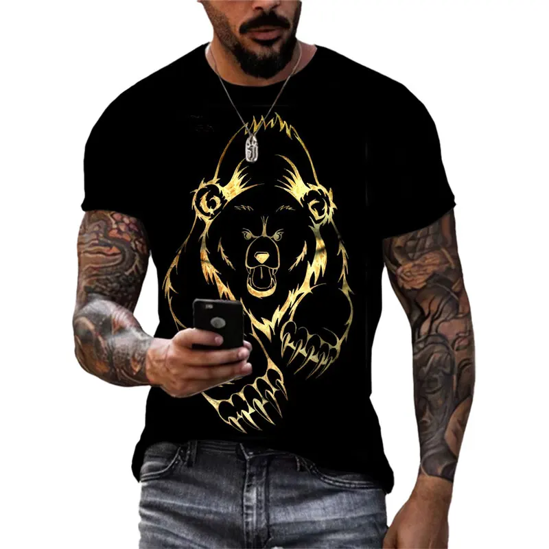 Summer New Animal Bear Men\'s t-shirt Fashion Casual Personality Hip Hop harajuku streetwear 3D Printed Short Sleeve Tees Tops