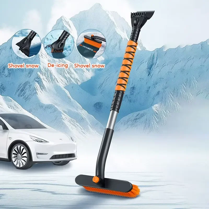 Multifunctional Snow Removal Brush Hand Tool Rotary Retractable Cleaning Brush for Car Windshield Ice Snow Shovel Scraper