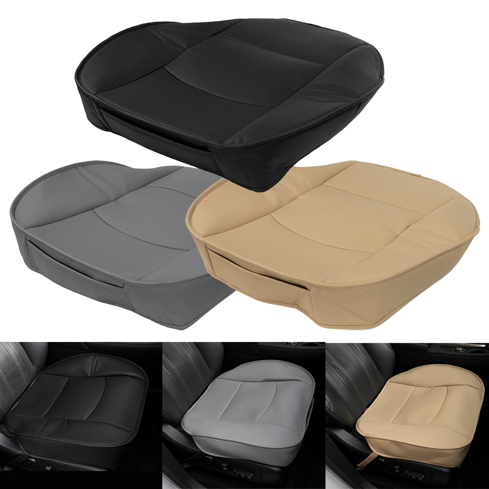 Front Car Seat Cover PU Leather Seat Cushion Automobiles Seat Protector Universal Chair Pad Mat For Baby Child Black Beige Grey