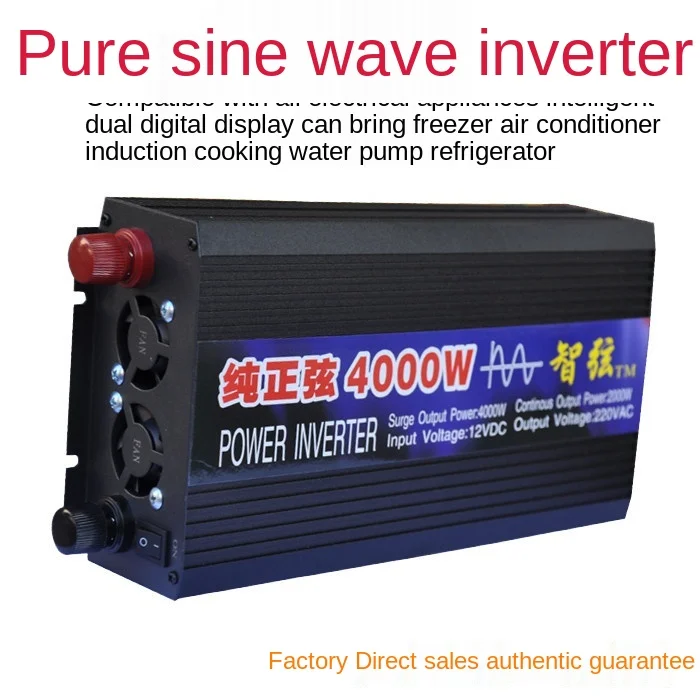 

Wholesale of 4000W Pure Sine Wave Inverter 12V24V48V To 220V Double Digital Display Domestic Vehicle-mounted Solar Inverter.