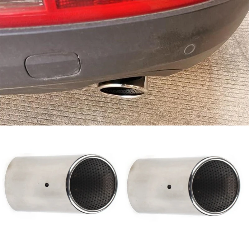 Stainless Steel Car Exhaust Straight Tail Pipe Tips Cover For  Q7 2007-2011 Car Accessories ,Silver