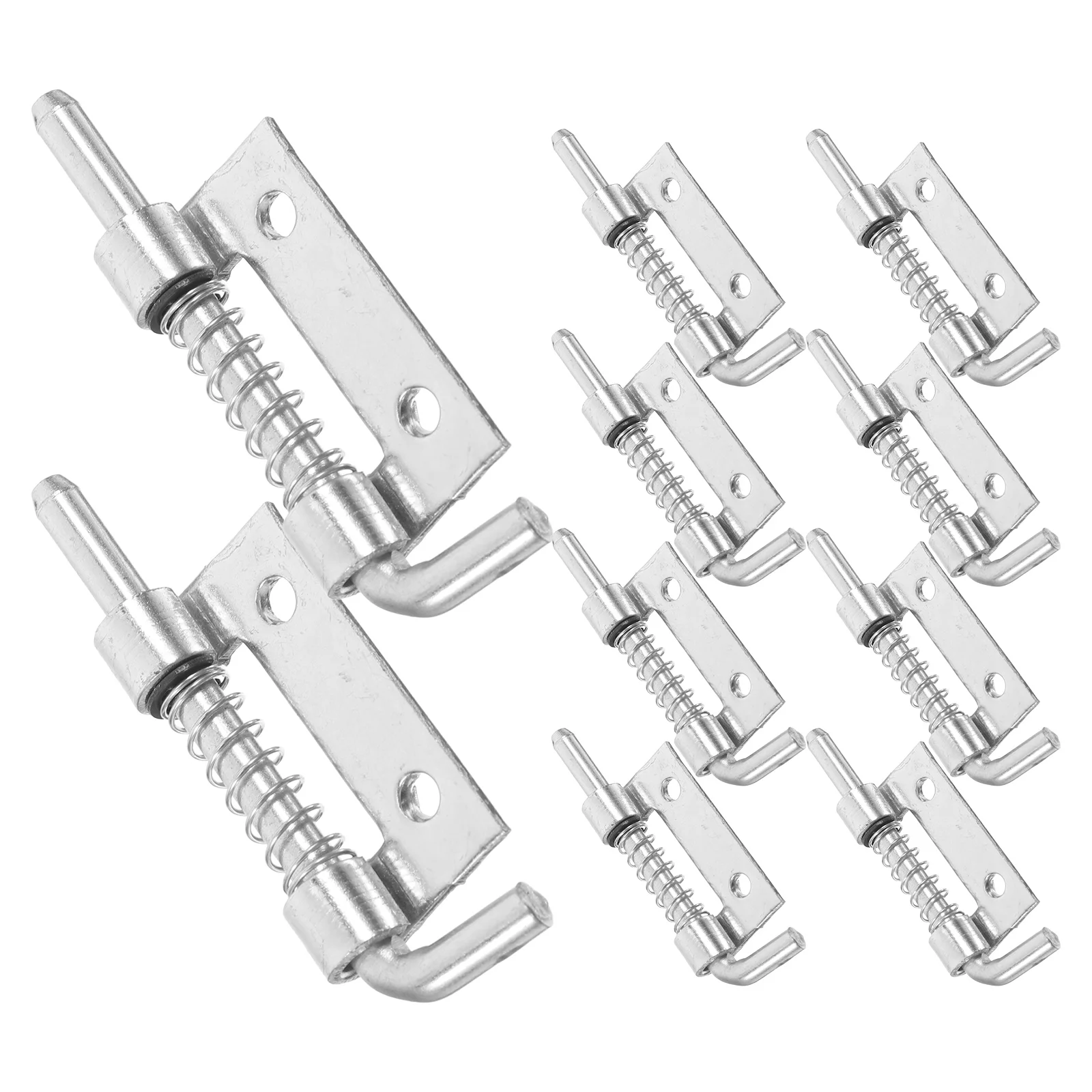 

10pcs Spring Loaded Latch Galvanized Iron Anti Rust High Strength Security Barrel Bolt Flat Plate Hole Design Easy Install For