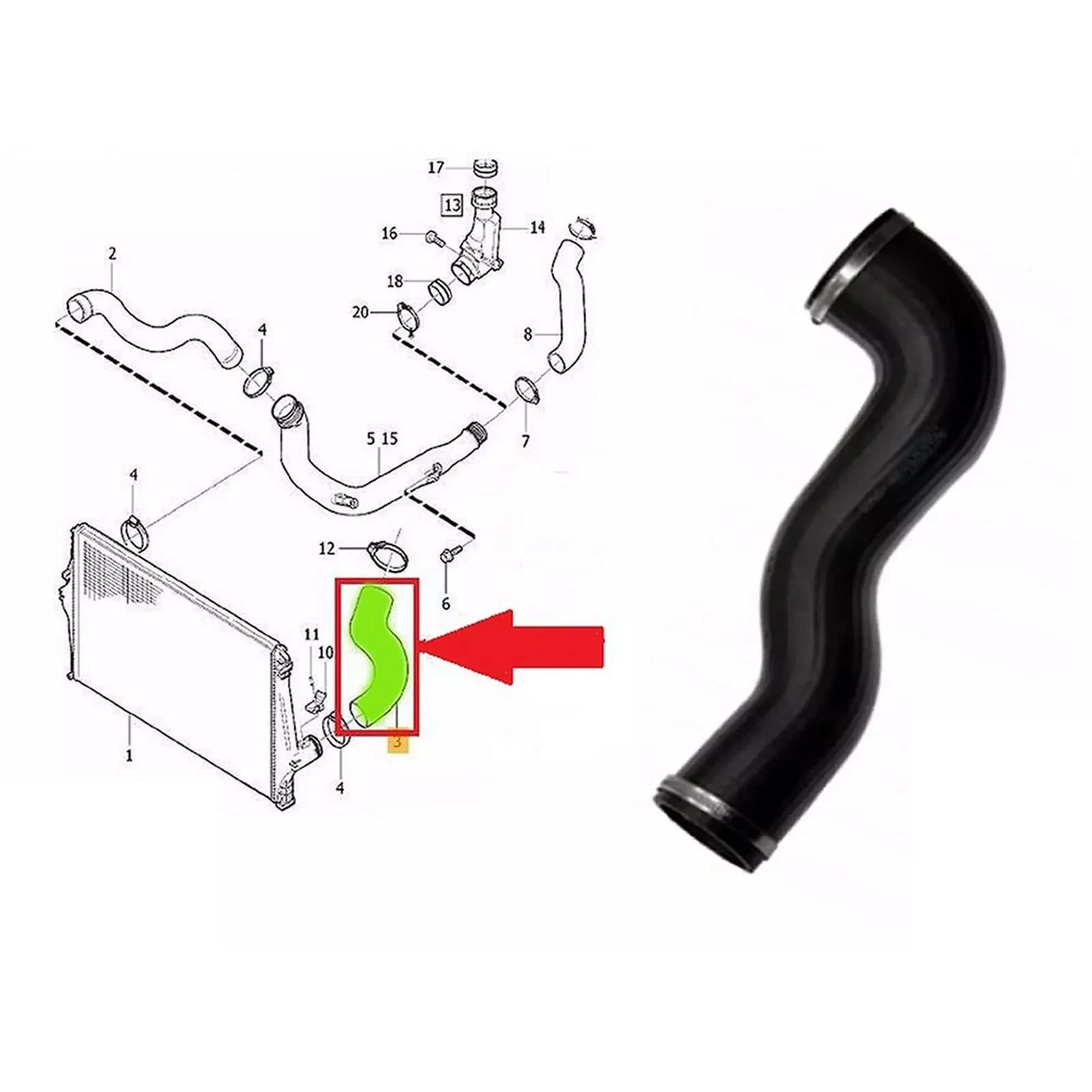 

1pc Car Turbo Intercooler Hose Pipe Black For Volvo S60 I V70 Ii Xc70 I Xc90 I 2007-2014 OEM30778627 Car Accessories