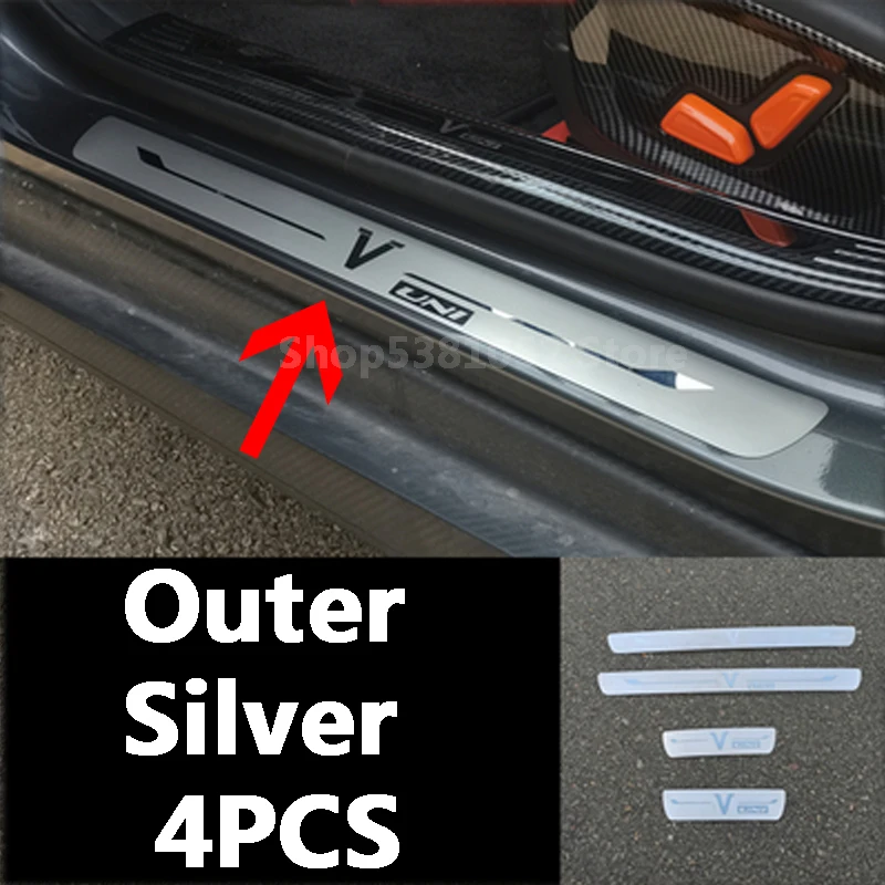 For Changan UNIV UNI-V 2022 2023 Car Outer Door Sill Scuff Plate Guards Exterior Kick Pedal Protector Sticker Accessories