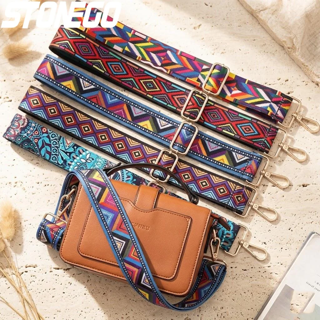 Women's Fashion Crossbody Messenger Bag Adjustable Nylon Shoulder Bag Straps Colorful Embroidered Belts Accessories