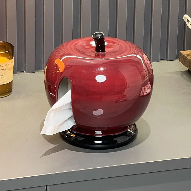 

Ceramic Apple Tissue Box Creative Aesthetic Wet Tissue Case Elegant Art Napkin Box Kitchen Desktop Decor Ornament Storage Boxes